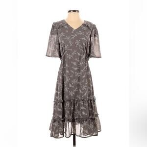 Piper and Scoot The Alena floral detail dress in dove grey, small NWT